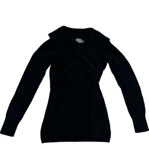 Athleta Black Long Sleeve Sweater Shawl Collar V-Neck Faux Wrap